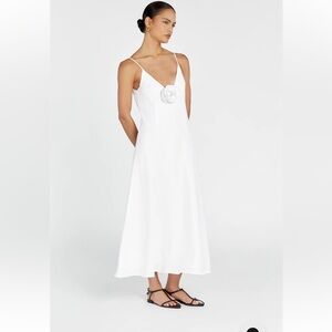 Dissh Rosette White Linen Maxi Dress - US 6